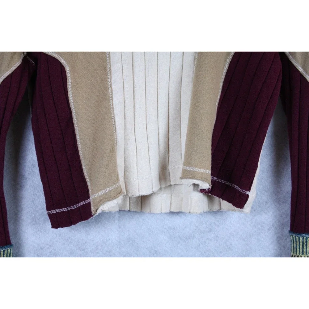Free People Loose Cropped Sweater Size XS Mock Neck Wool Blend Knit Top Retro